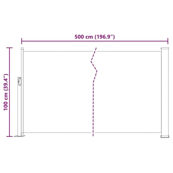 vidaXL Infällbar sidomarkis 100x500 cm röd Röd