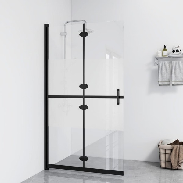 vidaXL Vikbar duschvägg med halvfrostat ESG-glas 110x190 cm Transparent