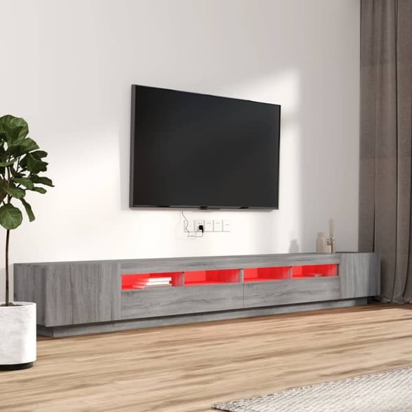 vidaXL TV-skåp 3 delar med LED grå sonoma konstruerat trä Grå