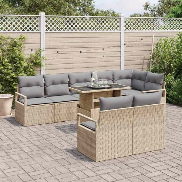 vidaXL Trädgårdsoffset 9 st 8-Antal sittplatser Beige och Ljusgrå Beige