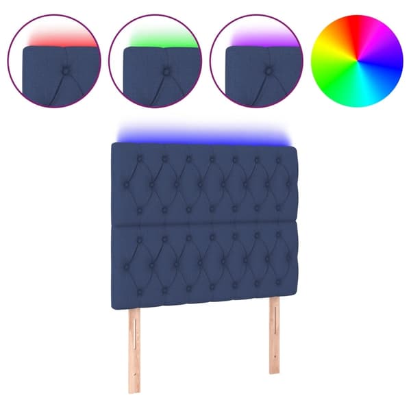vidaXL Sänggavel LED blå 100x7x118/128 cm tyg Blå