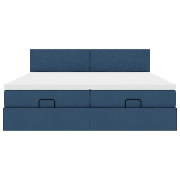 vidaXL Ottoman sängram med madrasser blå 160x200 cm tyg Blå