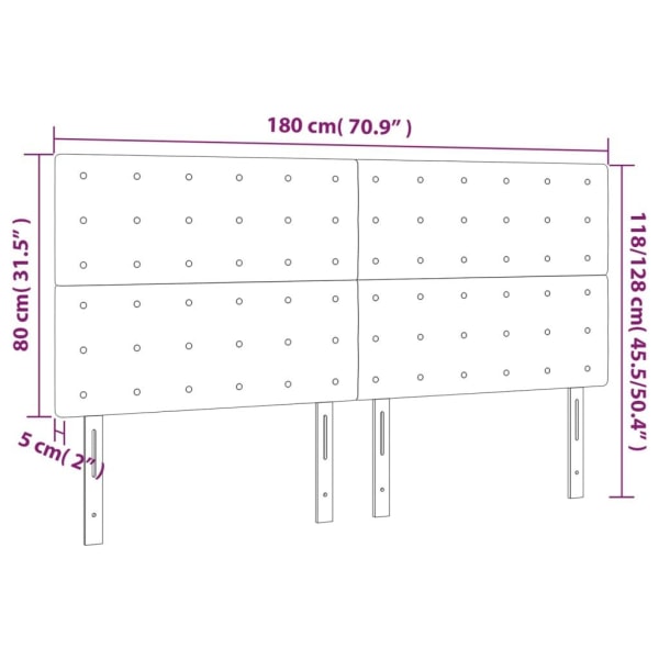 vidaXL Huvudgavlar 4 st mörkbrun 90x5x78/88 cm tyg Brun