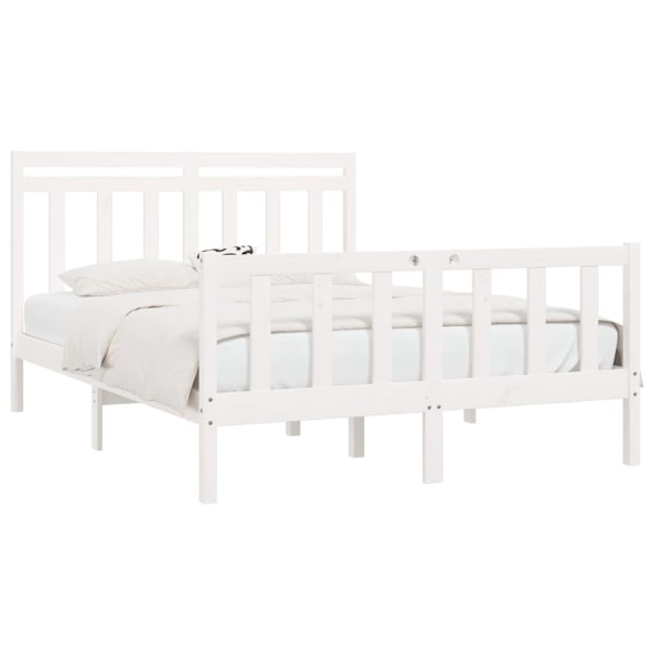 vidaXL Sängram vit massiv furu 160x200 cm Vit