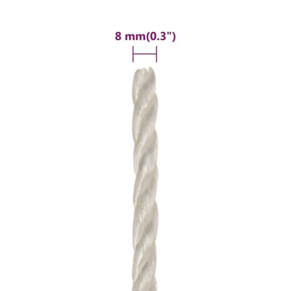 vidaXL Rep vit 8 mm 250 m polypropylen