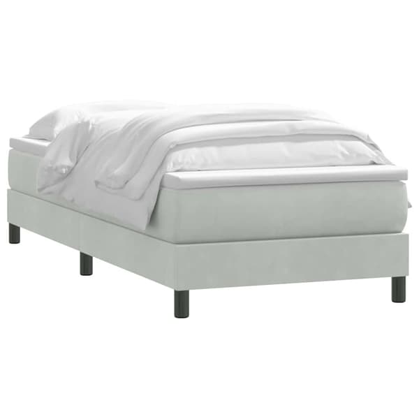 vidaXL Ramsäng med madrass ljusgrå 80x210 cm sammet Grå
