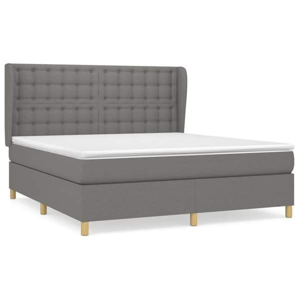 vidaXL Ramsäng med madrass mörkgrå 160x200 cm tyg Grå
