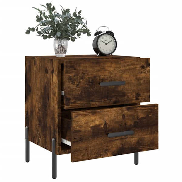 vidaXL Sängbord rökfärgad ek 40x35x47,5 cm konstruerat trä Brun