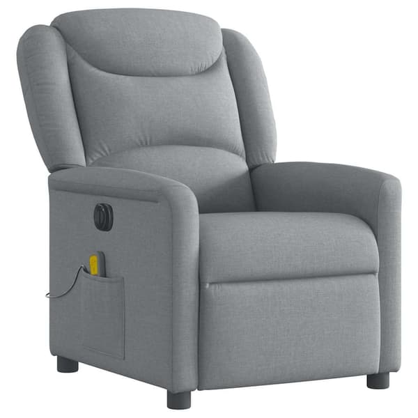 vidaXL Elektrisk massagefåtölj ljusgrå tyg Grå