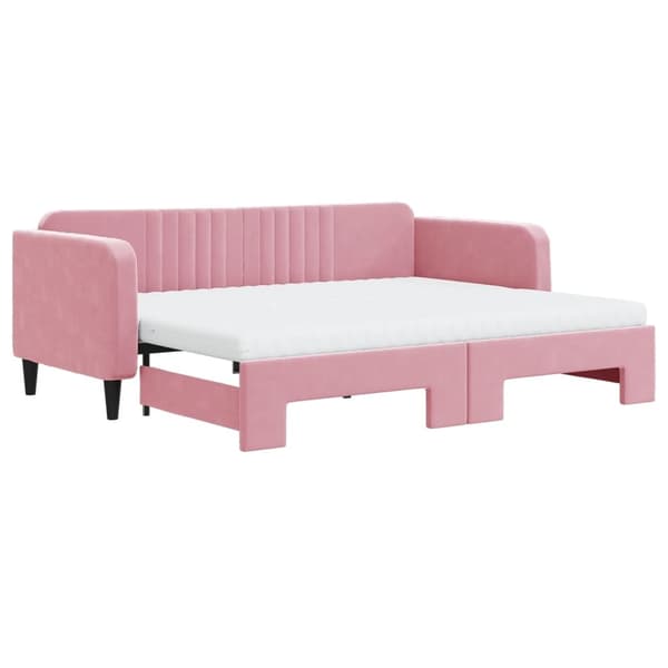 vidaXL Dagbädd utdragbar med madrasser rosa 90x200 cm sammet Rosa