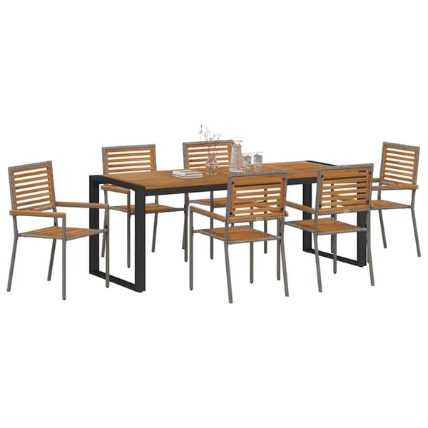 vidaXL Trädgårdsmöbelset 7 pcs Grå och Brun konstrotting Grå