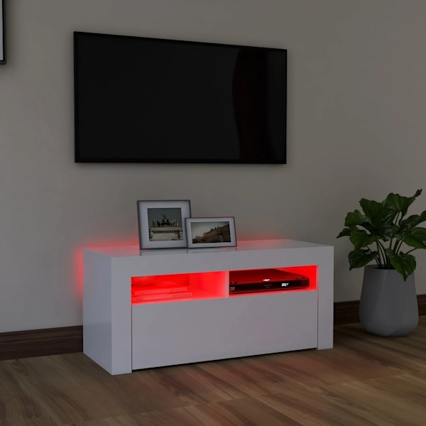 vidaXL TV-bänk med LED-belysning vit 90x35x40 cm Vit