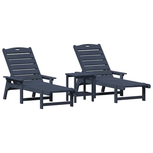 vidaXL Solstol Reclining 3 pcs Marinblå polyeten Marinblå