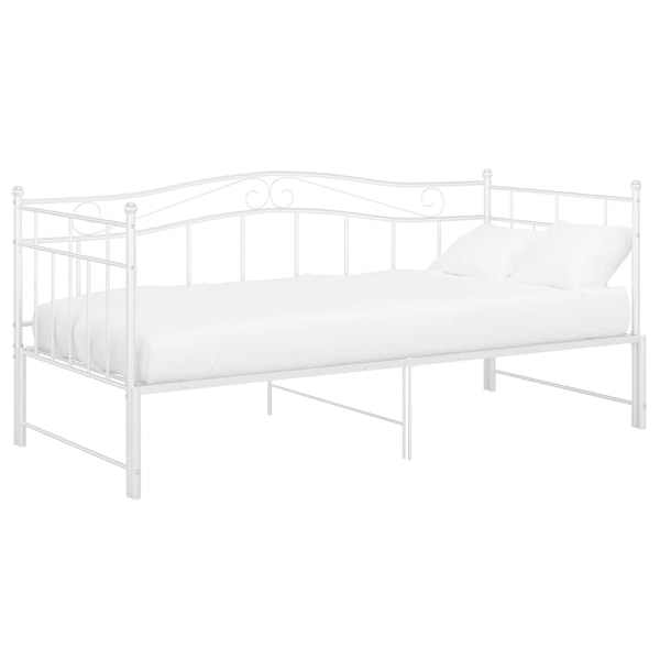 vidaXL Utdragbar sängram bäddsoffa vit metall 90x200 cm Vit