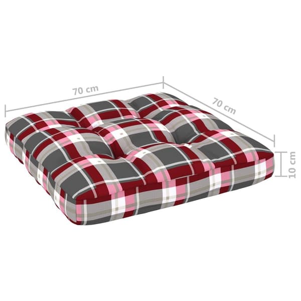 vidaXL Palldyna rödrutig 70x70x12 cm tyg multifärg