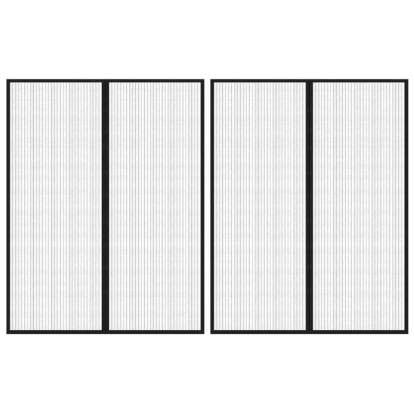 vidaXL Insektsdraperier 2 st med magneter svart 230x160 cm Svart