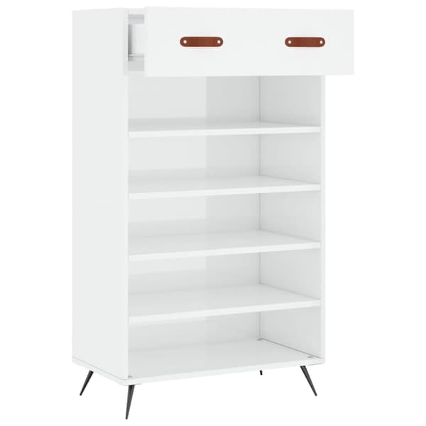 vidaXL Skoskåp vit högglans 60x35x105 cm konstruerat trä Vit
