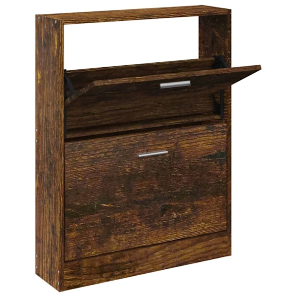 vidaXL Skoställ rökfärgad ek 59x17x81 cm konstruerat trä Brun