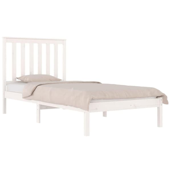 vidaXL Sängram vit massivt trä 75x190 cm Vit
