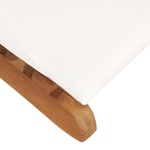vidaXL Hopfällbar solsäng med gräddvit dyna massiv teak Vit