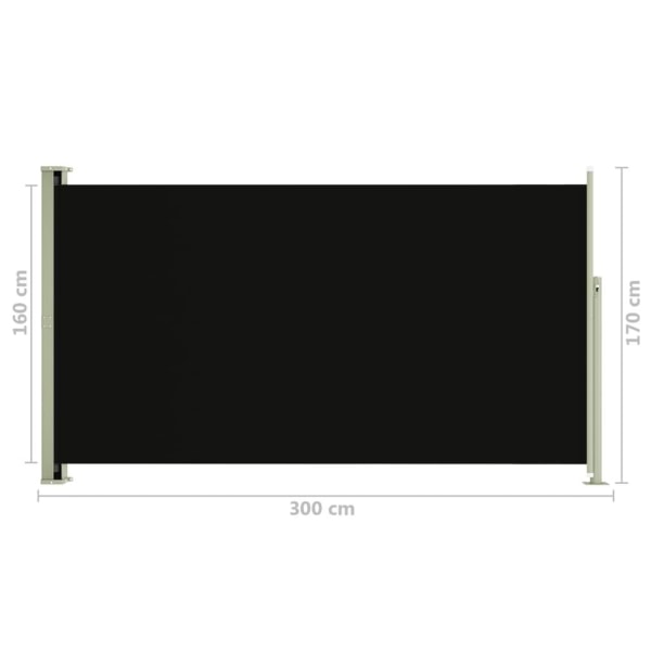 vidaXL Infällbar sidomarkis 170x300 cm svart Svart