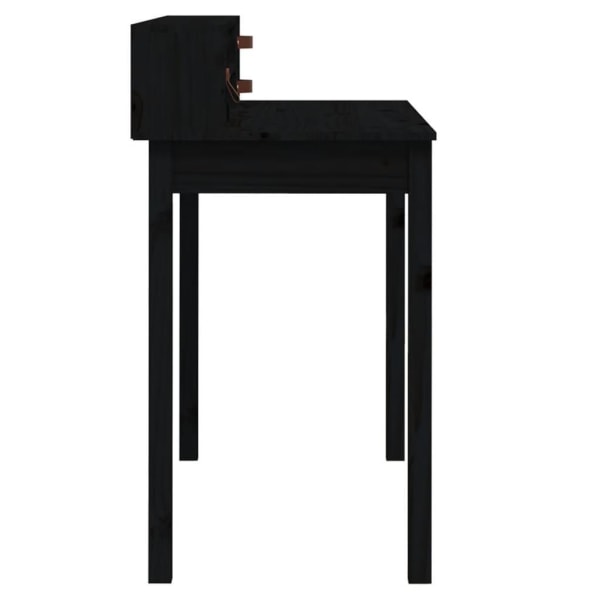vidaXL Skrivbord svart 110x50x93 cm massiv furu Svart
