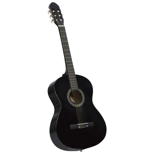 vidaXL Gitarr för nybörjare klassisk svart 4/4 39" amerikansk lind Svart