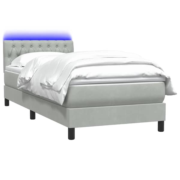 vidaXL Ramsäng med madrass ljusgrå 80x210 cm sammet Grå