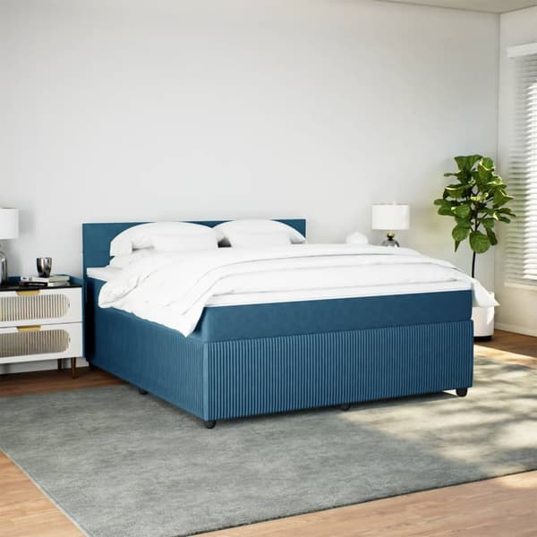 vidaXL Ramsäng med madrass blå 180x200 cm sammet Blå