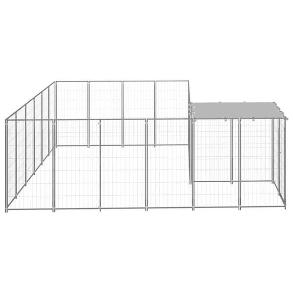 vidaXL Hundgård silver 8,47 m² stål Silver