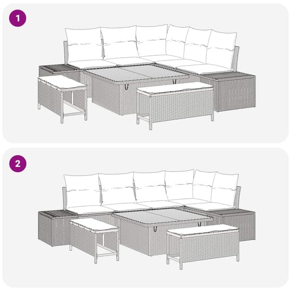 vidaXL Trädgårdsoffset med kudde 8 pcs Beige och Ljusgrå Beige