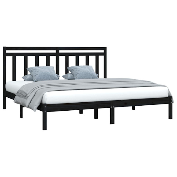 vidaXL Sängram svart massivt trä 200x200 cm Svart
