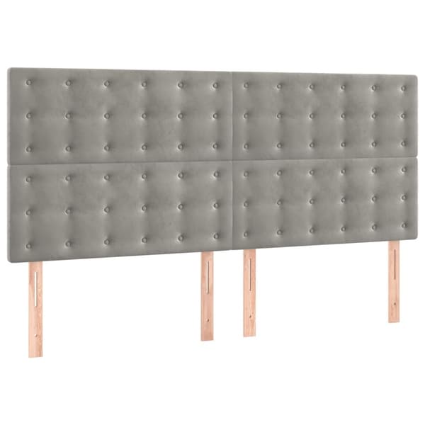 vidaXL Ramsäng med madrass ljusgrå 160x200 cm sammet Grå