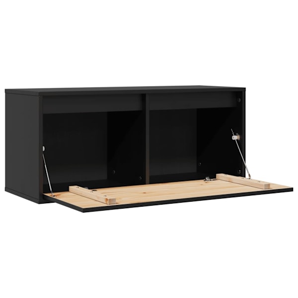 vidaXL Väggskåp svart 80x30x35 cm massiv furu Svart
