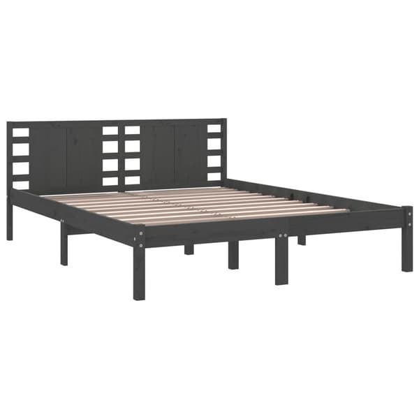 vidaXL Sängram grå massivt trä 150x200 cm Grå