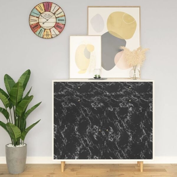 vidaXL Dekorplast svart sten 500x90 cm PVC Svart