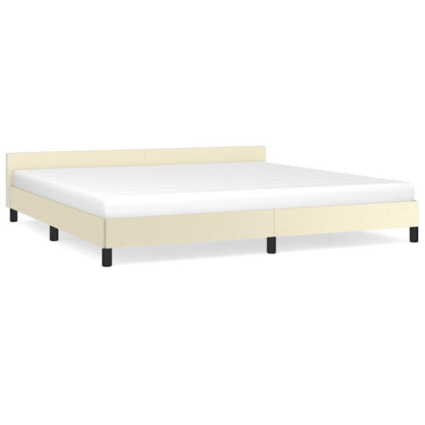 vidaXL Sängram med huvudgavel gräddvit 200x200 cm konstläder Kräm