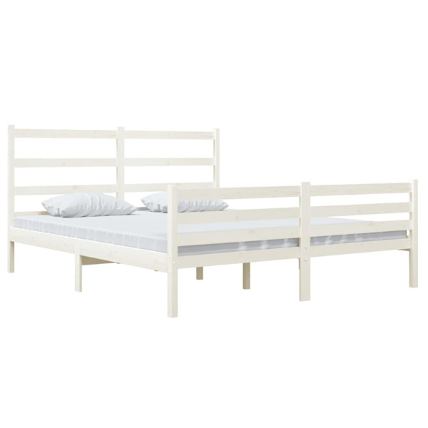 vidaXL Sängram massiv furu 140x190 cm Vit