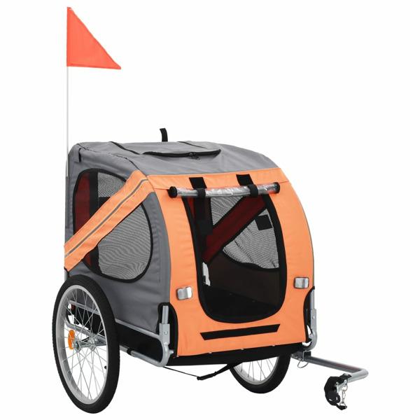 vidaXL Cykelvagn för djur orange och grå grå