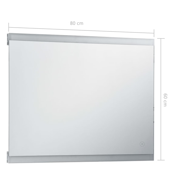 vidaXL Badrumsspegel LED med touch-sensor 80x60 cm Silver
