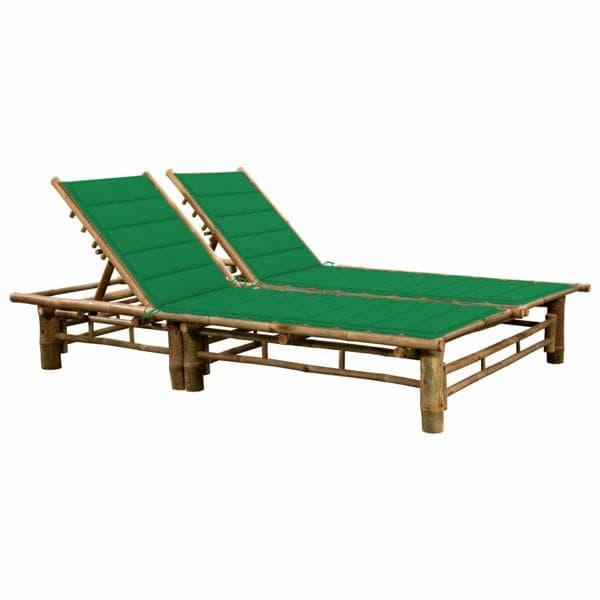 vidaXL Solsäng med dynor 2 personer bambu Grön