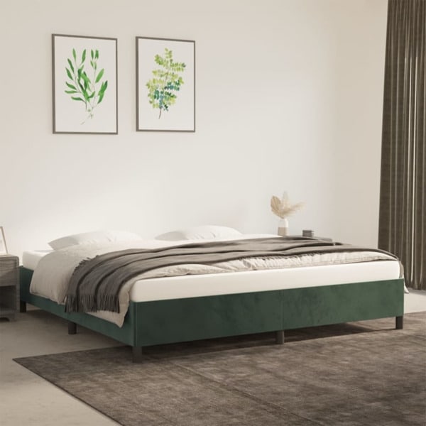 vidaXL Sängram utan madrass mörkgrön 200x200 cm sammet Grön