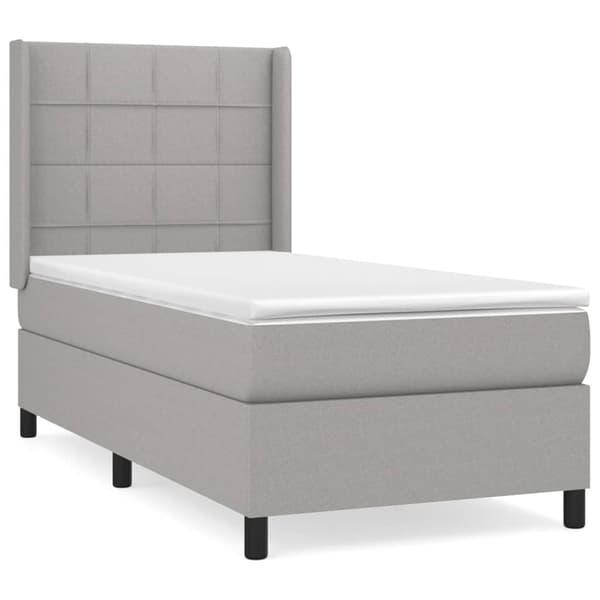 vidaXL Ramsäng med madrass ljusgrå 90x190 cm tyg Grå