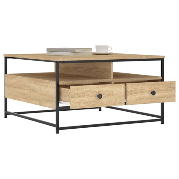 vidaXL Soffbord sonoma-ek 80x80x45 cm konstruerat trä Brun