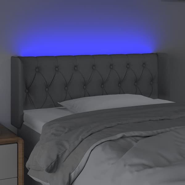 vidaXL Sänggavel LED ljusgrå 103x16x78/88 cm tyg Grå