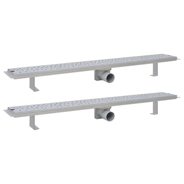 vidaXL Avlång golvbrunn 2 st bubblor rostfritt stål 930x140 mm