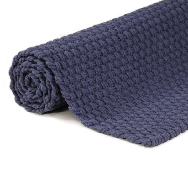 vidaXL Matta rektangulär Marinblå 160x230 cm bomull Blå