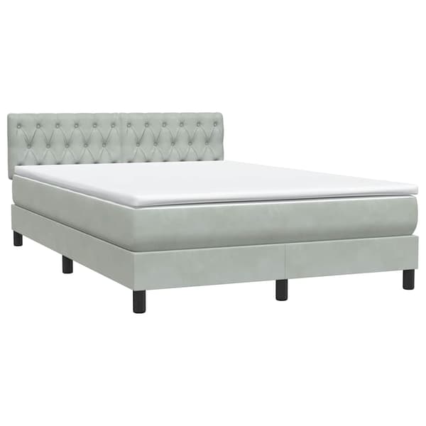 vidaXL Ramsäng med madrass ljusgrå 160x220 cm sammet Grå