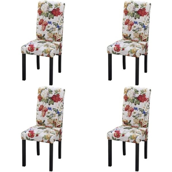 vidaXL Matstolar trä blom-design 4 st multifärg