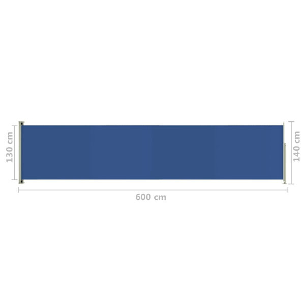 vidaXL Infällbar sidomarkis 140x600 cm blå Blå